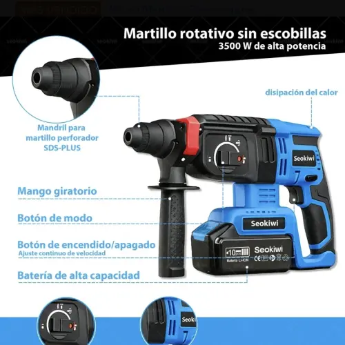 kit inalmbrico atornilladora/ rotomartillo/ pulidora — imagen 4