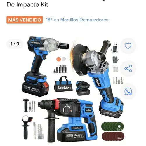 kit inalmbrico atornilladora/ rotomartillo/ pulidora — imagen 2