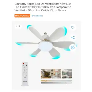 Lampara ventilador de techo 52cm miniatura 1