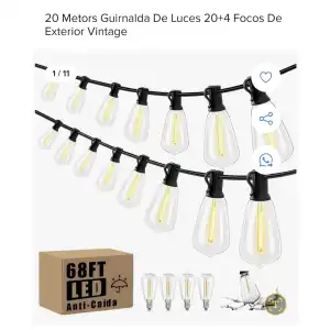 Guirnalda de 20 focos de exterior vintage miniatura 1