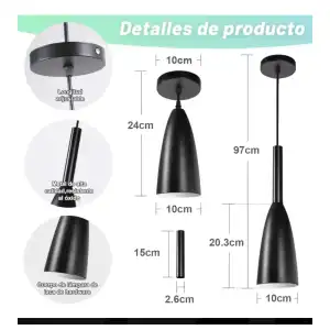 Set de 3 lamparas colgante negras (copas) miniatura 5