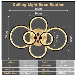 Lampara led 6 circulos blanca y negra miniatura 2